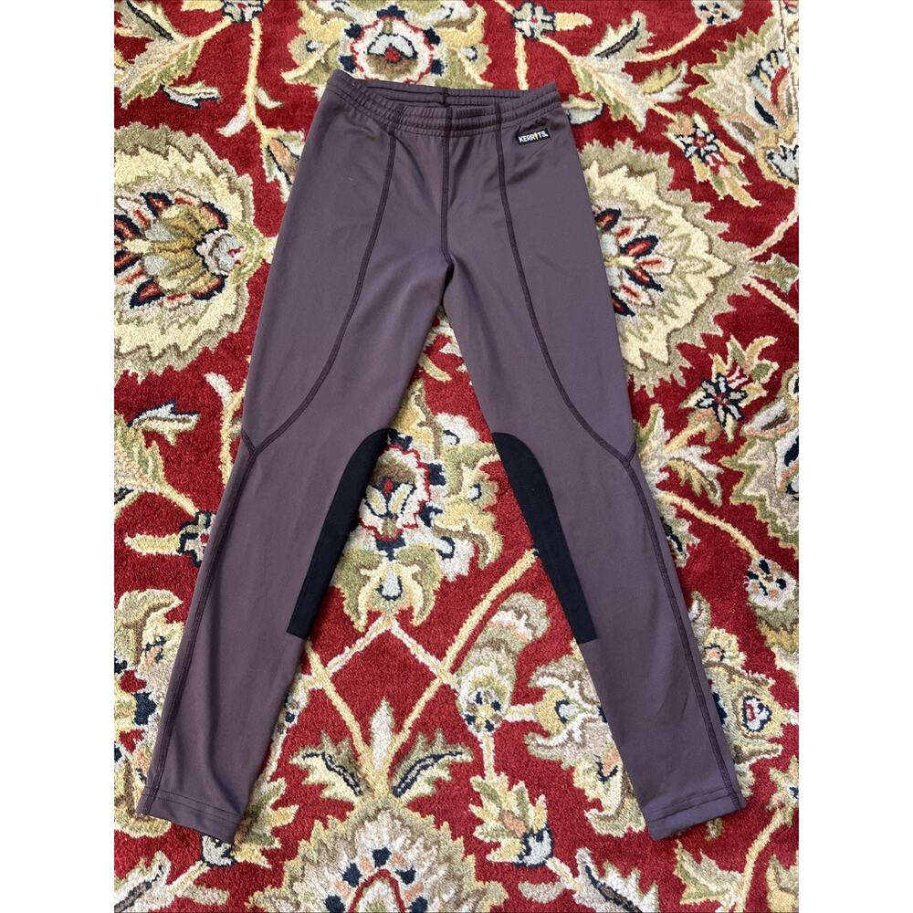 Kerrits Riding Equestrian Pull On Pants Knee Patch Kids Sz L 12 14 Horse Brown